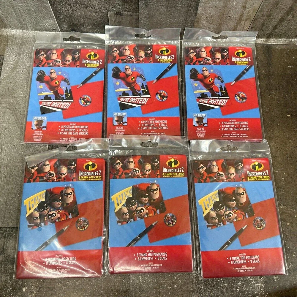 Disney INCREDIBLES 2 INVITATIONS & Birthday Party & Thank Yous - 24‎ In Total